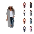 thumbnail image 1 of Kimono Cardigans for Women 3/4 Sleeve Sheer Chiffon Loose Open Front Lightweight Long Cardigans Summer Beach Coverups, 1 of 5