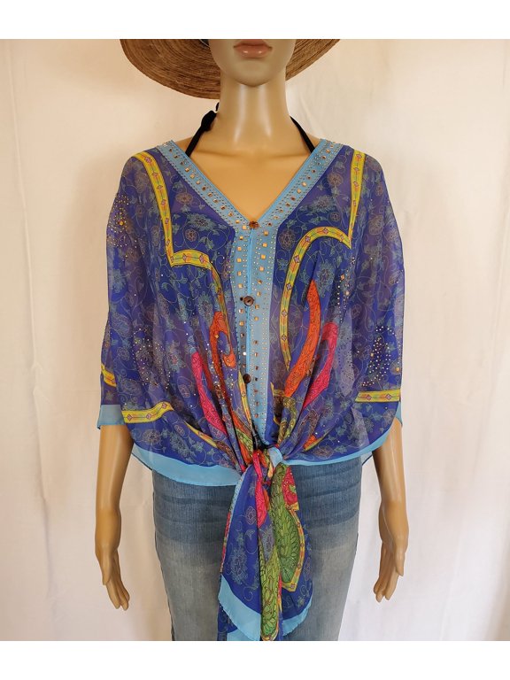 Kimono Cover Up With Stones Versatile 7 Way Boho Wrap Sheer Kimono Duster Dressy Summer Shawl Beach Cover Up