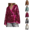 thumbnail image 1 of Kimono Jacket for Women Long Sleeve Sparkling Sequins V Neck Loose Casual Jackets Clubwear Outerwear, 1 of 5