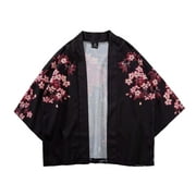 Kimono Japanese Style Unisex Yukata Cardigan Top Five Point Summer Blouse Mens Womens Jacket Men Shirts L