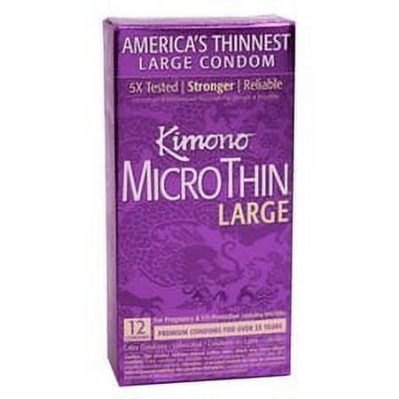 Kimono Micro Thin Large Lubricated Latex Condoms - 12 ct