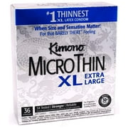 Kimono MicroThin XL Pack of 36 - Ultra Thin Lubricated Condoms, Natural Latex, Vegan-Friendly, No Latex Odor, Extra Thin, Widest-Base - Enhanced Sensitivity