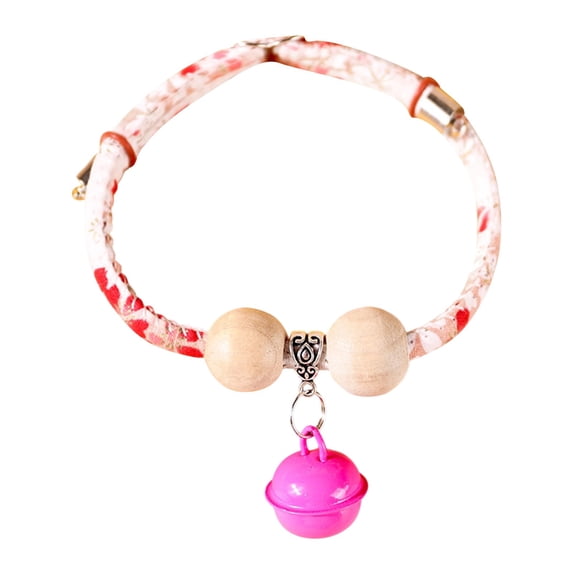 Kimono Pattern Fabric Pet Collar Cedar Bead Adjustable Anti Insect Necklace for Dogs Cats Indoor Outdoor