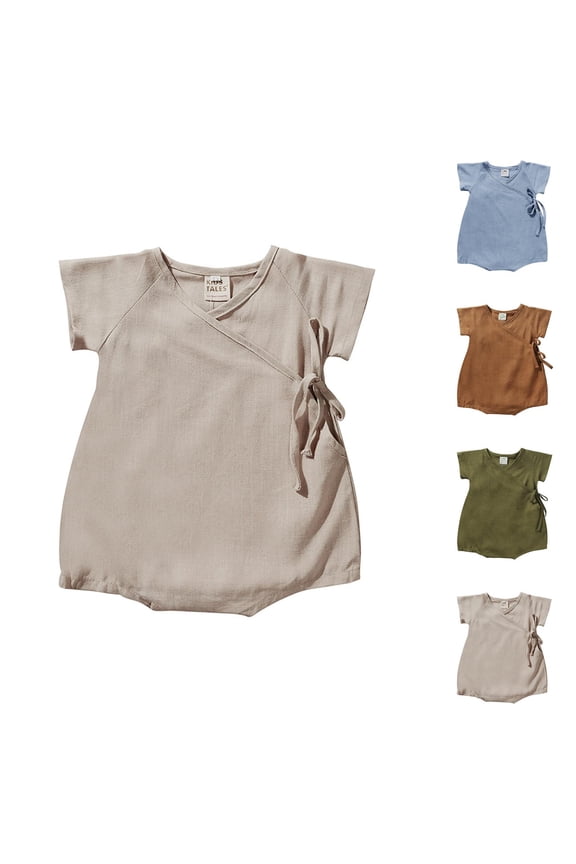 Kimono Robe Linen Yarn Robe Baby Solid Romper Japanese Pajamas