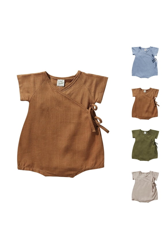 Kimono Robe Linen Yarn Robe Baby Solid Romper Japanese Pajamas
