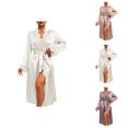 thumbnail image 1 of Kimono Robe for Women Satin Long Sleeve Lace Flowy Bride Bridesmaid Wedding Party Robe Bathrobe Sleepwear, 1 of 5
