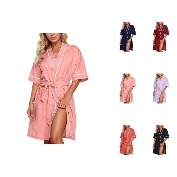 Kimono Robe for Women Summer Lightweight Short Robes Soft Spa Bathrobe Shower Robe Sleepwear