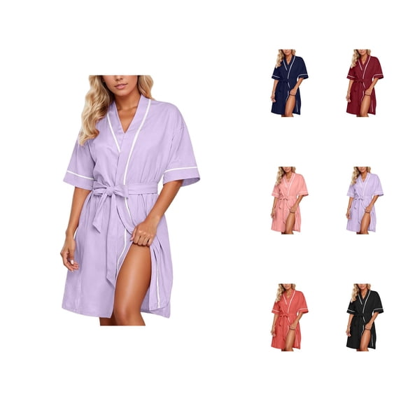 Kimono Robe for Women Summer Lightweight Short Robes Soft Spa Bathrobe Shower Robe Sleepwear