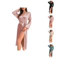 thumbnail image 1 of Kimono Robe for Women Summer Lightweight Silky Long Sleeve Long Bathrobe Shower Robe Sleepwear, 1 of 6