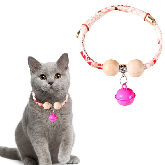 Kimono Style Cedar Bead Pet Collar for Dogs Cats, Durable Chew Proof Adjustable Fabric Necklace, Natural Insect Repellent, for Indoor Outdoor Use, Stylish