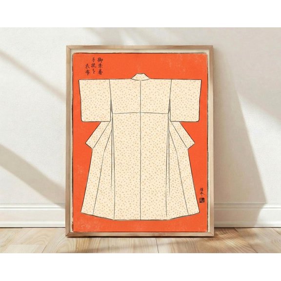 Kimono Textile Wall Art Japanese Woodblock Print Traditional Interior Design Living Room