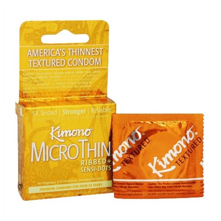 Kimono Textured MicroThin Ribbed and Sensi Dots Latex Condoms - 3 Ea, 3 Pack