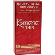 Kimono Thin Condoms, Snug Fit for Performance-Enhancing Feeling, Natural Latex Condoms, Vegan-Friendly, No Latex Odor - Enhanced Sensitivity - Pack of 12