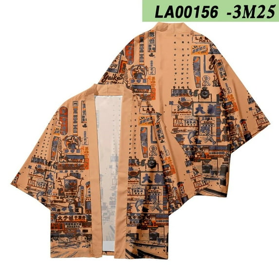 Kimono men's and women's 2021 Japanese traditional kimono cardigan neon pattern shirt Japanese summer kimono