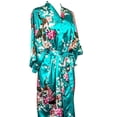 thumbnail image 1 of Kimono robe long 16 colors PREMIUM Peacock bridesmaid bridal shower womens gift (Blue Turquoise), 1 of 2