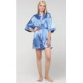 thumbnail image 1 of Kimono robes for Women Satin Silk lingerie robe, Short V-Neck For Female Sleepwear Loungewear bridal party bridesmaid wedding - Air Blue - Small, 1 of 2
