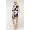thumbnail image 1 of Kimono robes for Women Satin Silk lingerie robe, Short V-Neck For Female Sleepwear Loungewear bridal party bridesmaid wedding - Floral Navy - Small, 1 of 3