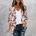 thumbnail image 1 of Kimonos Cardigans for Women Lightweight 3/4 Sleeve Floral Print Summer Cardigans Chiffon Open Front Loose Casual Tops Vacation Beach Cover Ups Past Orders Delivered To This Address Cancel Order, 1 of 5