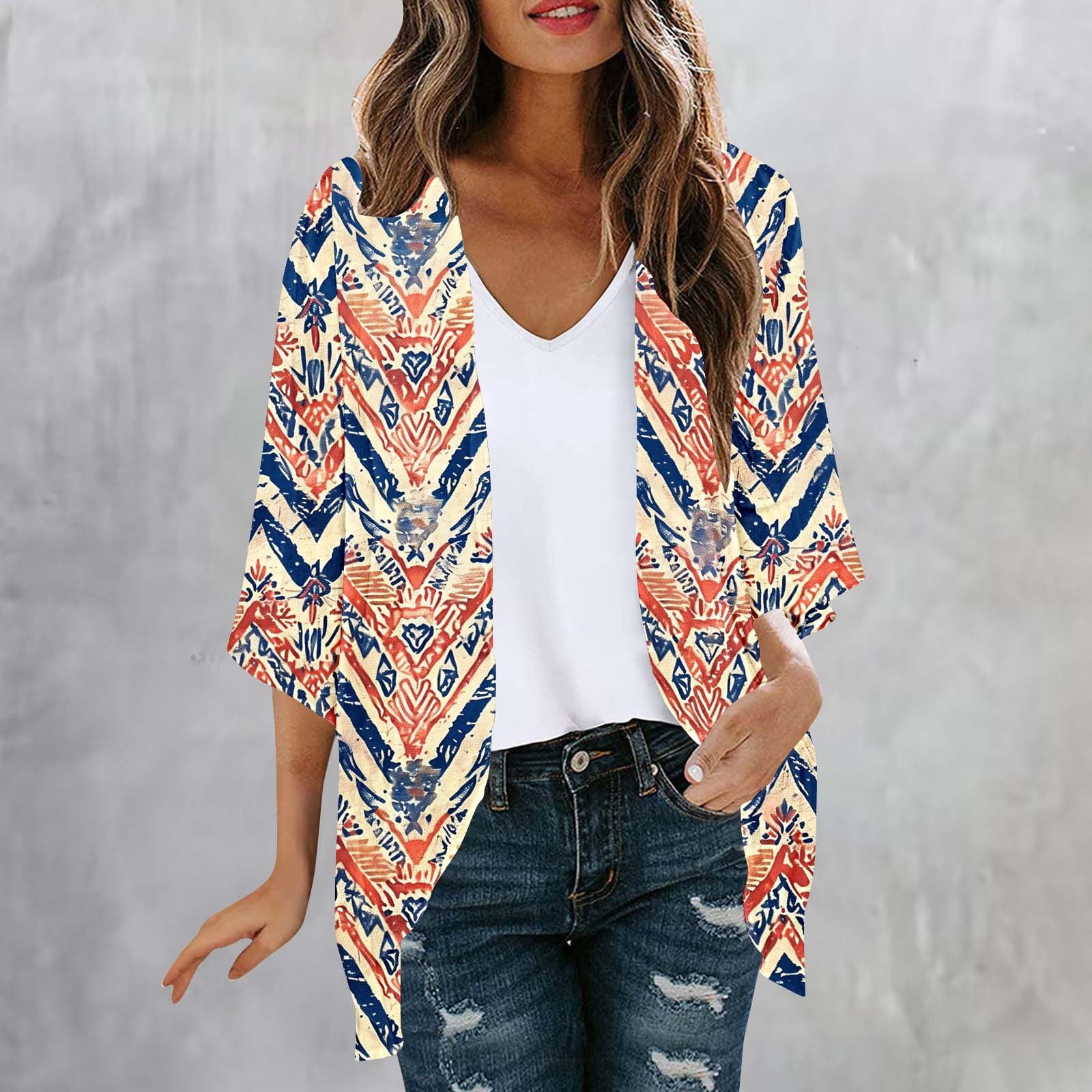 Women's Floral Kimono Cardigan - Lightweight Chiffon Beach Cover Up & Boho Top - View #4