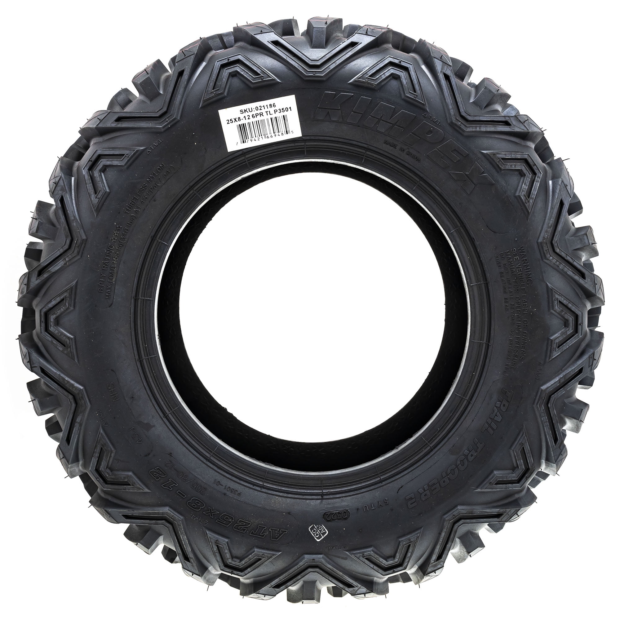 Kimpex Trail Trooper 2 Tire 25x812 6Ply Front TL All Terrain ATV UTV