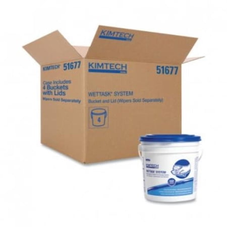 Kimtech 412-51677 WetTask Wiping System - Bucket with Lid Only, Polyethylene, White & Blue