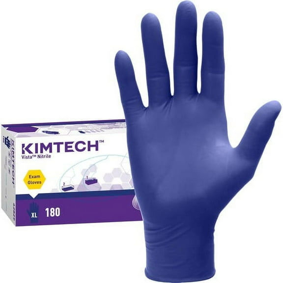 Kimtech Vista Nitrile Exam Gloves - X-Large Size - Nitrile - Blue - Recyclable, Textured Fingertip, Disposable, Beaded Cuff, Powdered, Non-sterile, Textured Fingertip - For Laboratory Application - 18
