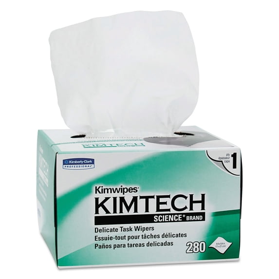 Kimtech* KIMWIPES Delicate Task Wipers, 1-Ply, 4 2/5 x 8 2/5, 280/Box, 30 Boxes/Carton