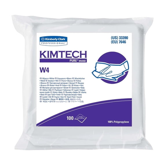 Kimtech Pure Disposable Cleanroom Wipes, Anti-Static and Lint-Free, 9 in x 9 in, 100 Count, 5 Packs, 500 Total