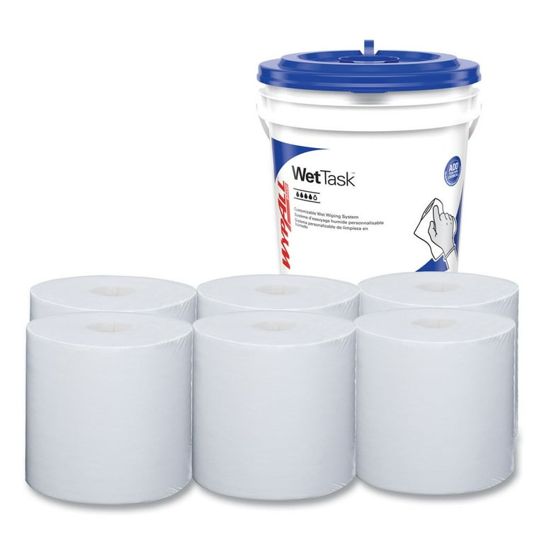 Critical Clean Wipers for Bleach, Disinfectants, Sanitizers WetTask Customizable Wet Wiping System, 90/Roll, 6 Rolls/Carton Critical Clean Wipers for Bleach, Disinfectants, Sanitizers WetTask Customizable Wet Wiping System, 90/Roll, 6 Rolls/Carton