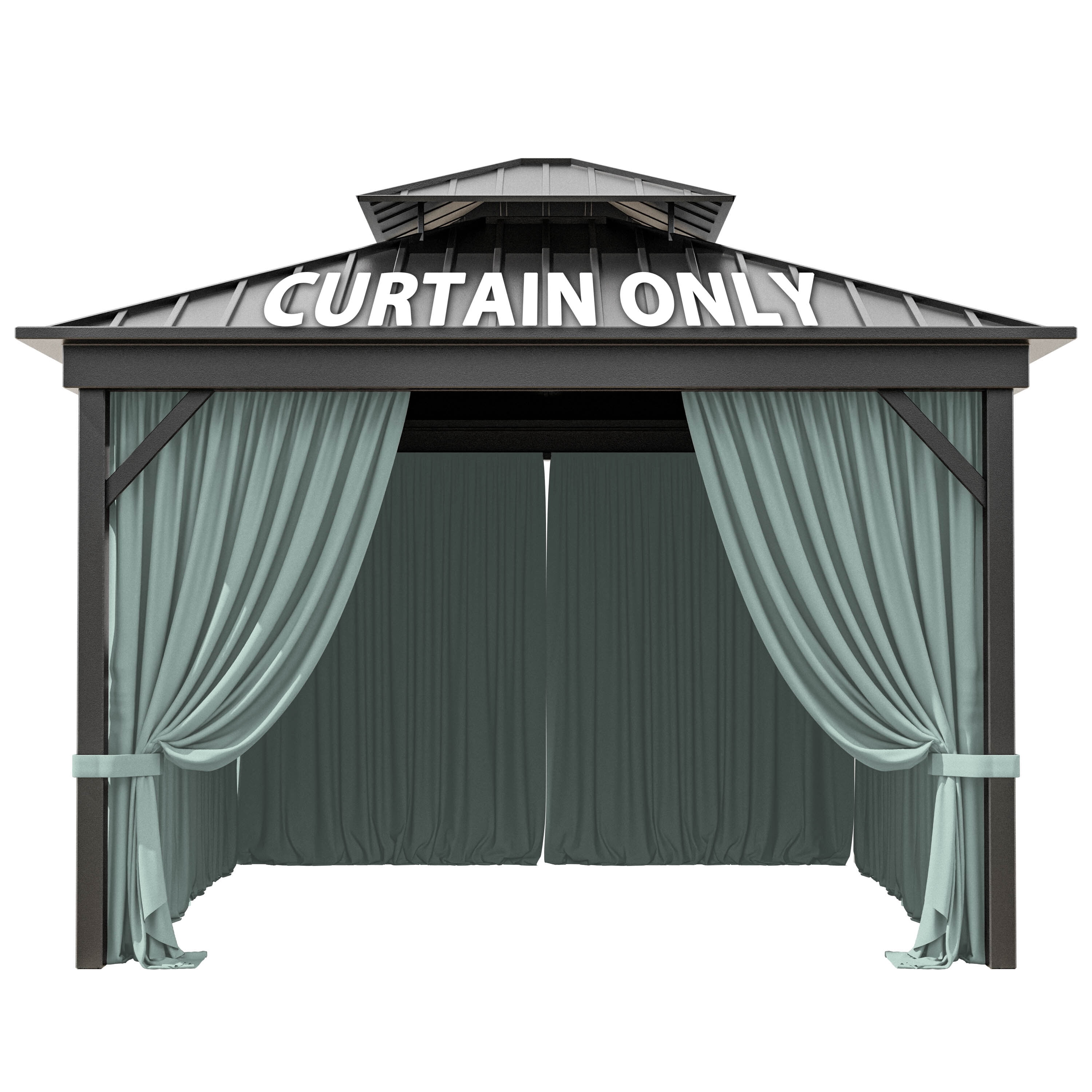 Kimunuk Outdoor Replacement Curtains for 10' X 10' Gazebo, Waterproof 4-Panels Calcite Blue Gazebo Universal Privacy Sidewall Curtains with Zipper for Patio Garden Backyard, Curtain Only