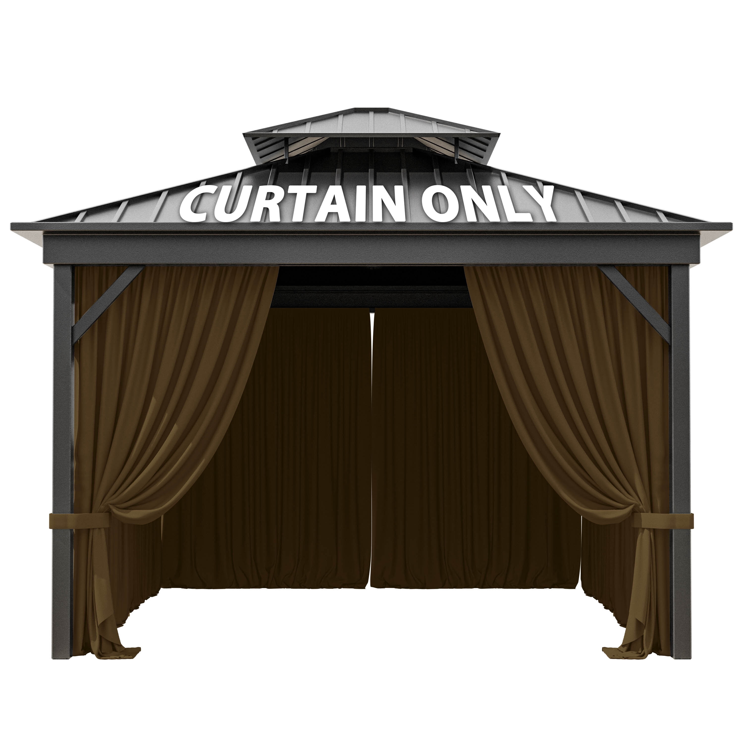 Kimunuk Outdoor Replacement Curtains for 10' X 10' Gazebo, Waterproof 4-Panels Chocolate Gazebo Universal Privacy Sidewall Curtains with Zipper for Patio Garden Backyard, Curtain Only