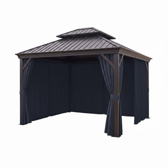 Kimunuk Outdoor Replacement Curtains for 10' X 10' Gazebo, Waterproof 4-Panels Navy Blue Gazebo Universal Privacy Sidewall Curtains with Zipper for Patio Garden Backyard, Curtain Only
