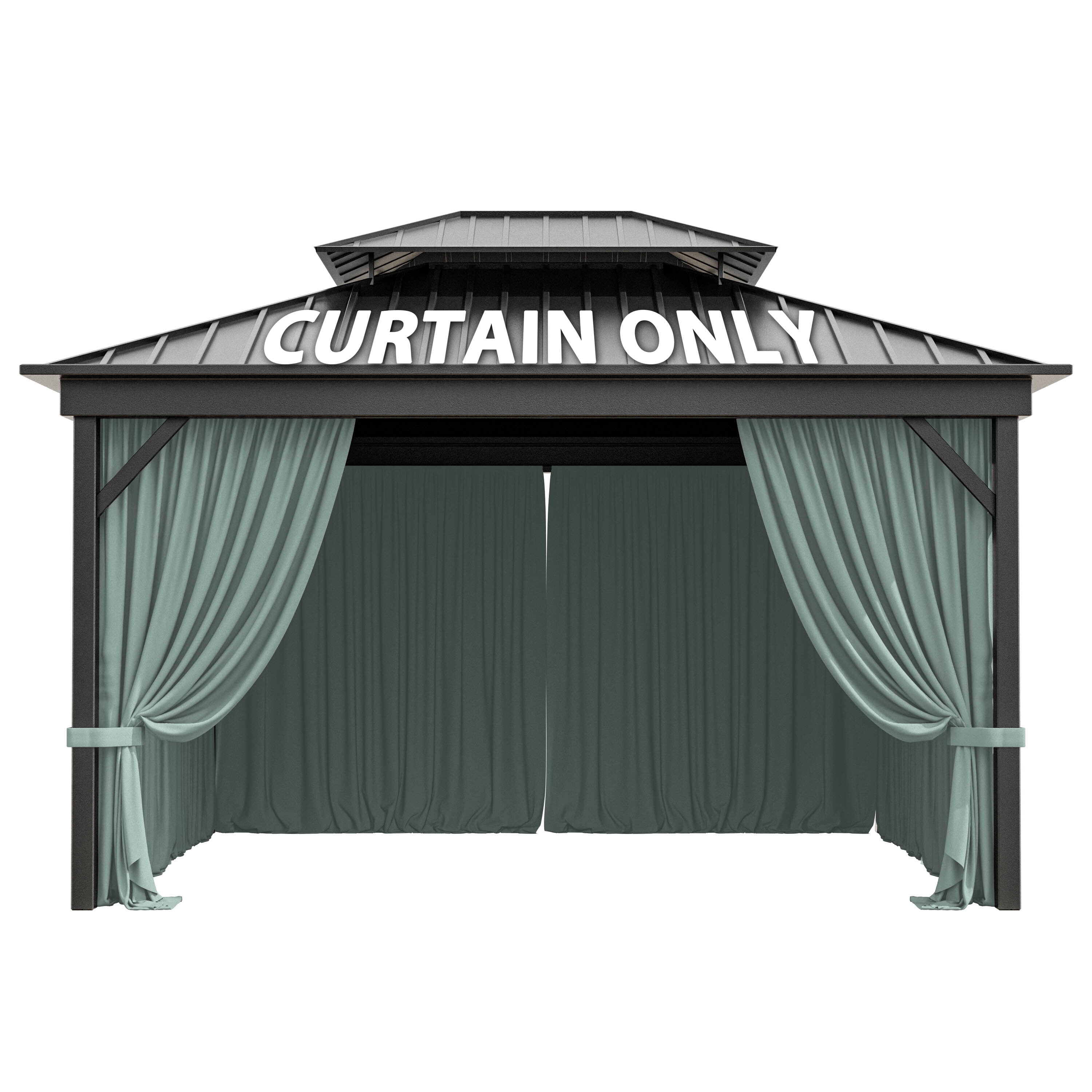 Kimunuk Outdoor Replacement Curtains for 10' X 12' Gazebo, Waterproof 4-Panels Calcite Blue Gazebo Universal Privacy Sidewall Curtains with Zipper for Patio Garden Backyard, Curtain Only