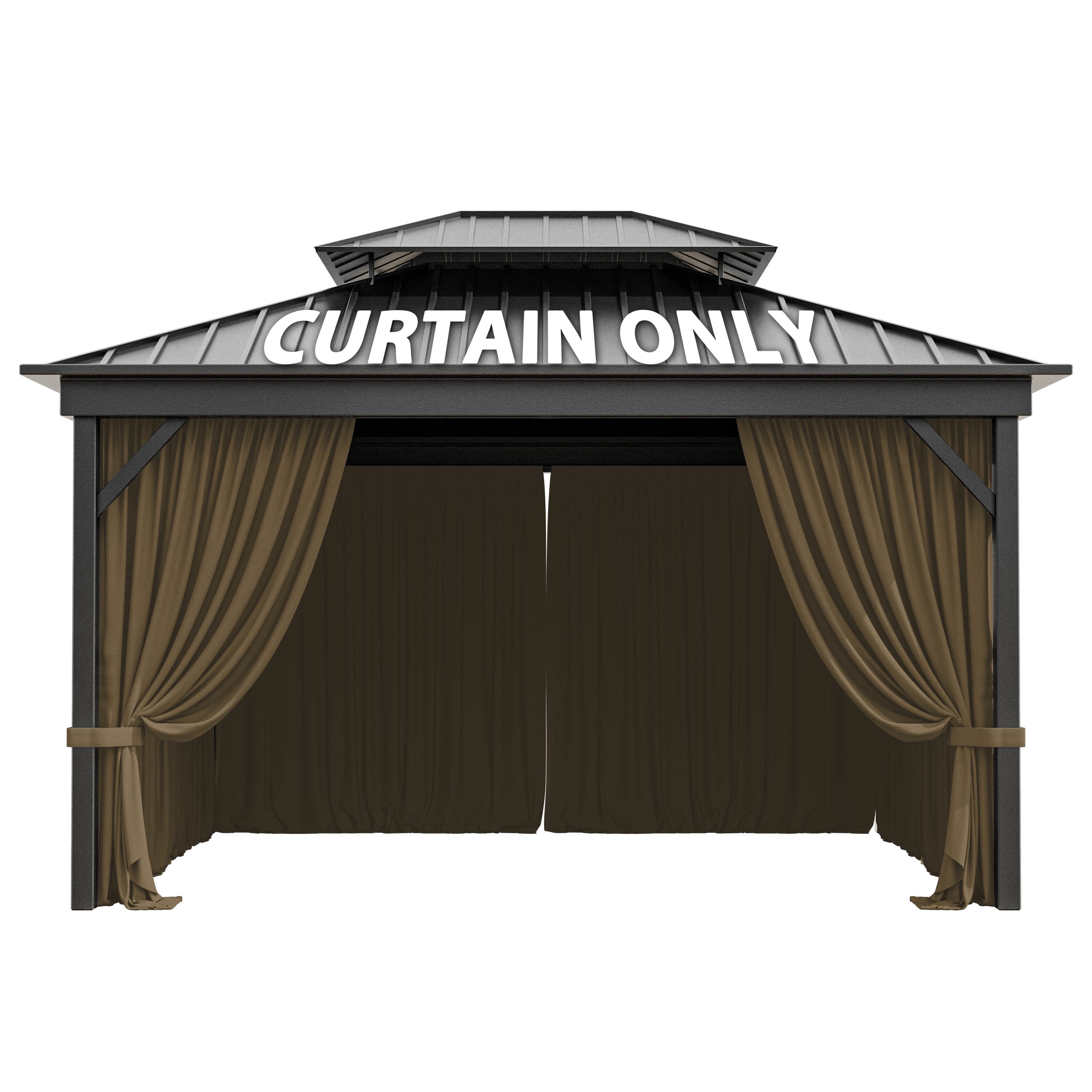 Kimunuk Outdoor Replacement Curtains for 10' X 12' Gazebo, Waterproof 4-Panels Khaki Gazebo Universal Privacy Sidewall Curtains with Zipper for Patio Garden Backyard, Curtain Only