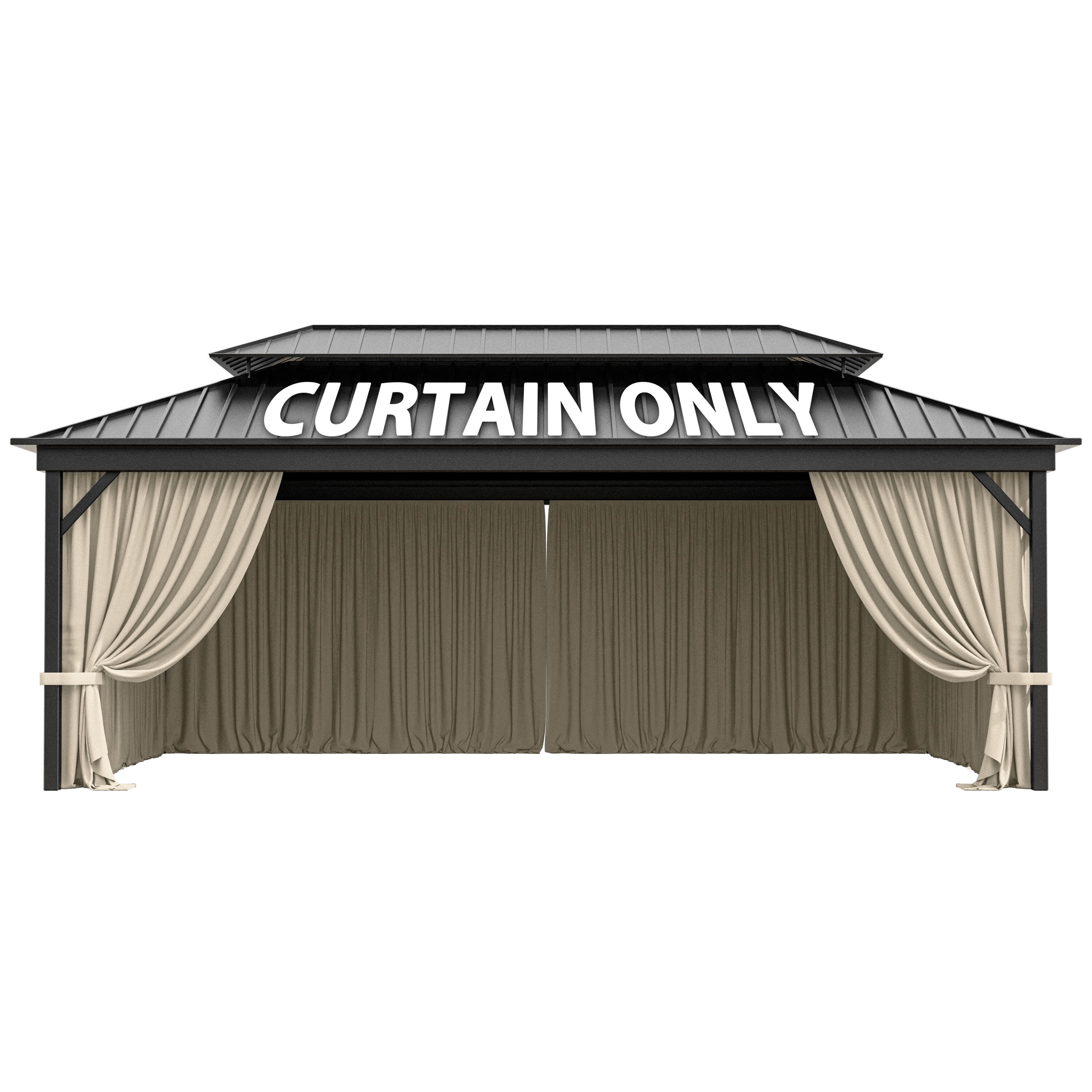 Kimunuk Outdoor Replacement Curtains for 12' X 20' Gazebo, Waterproof 4-Panels Cream Gazebo Universal Privacy Sidewall Curtains with Zipper for Patio Garden Backyard, Curtain Only