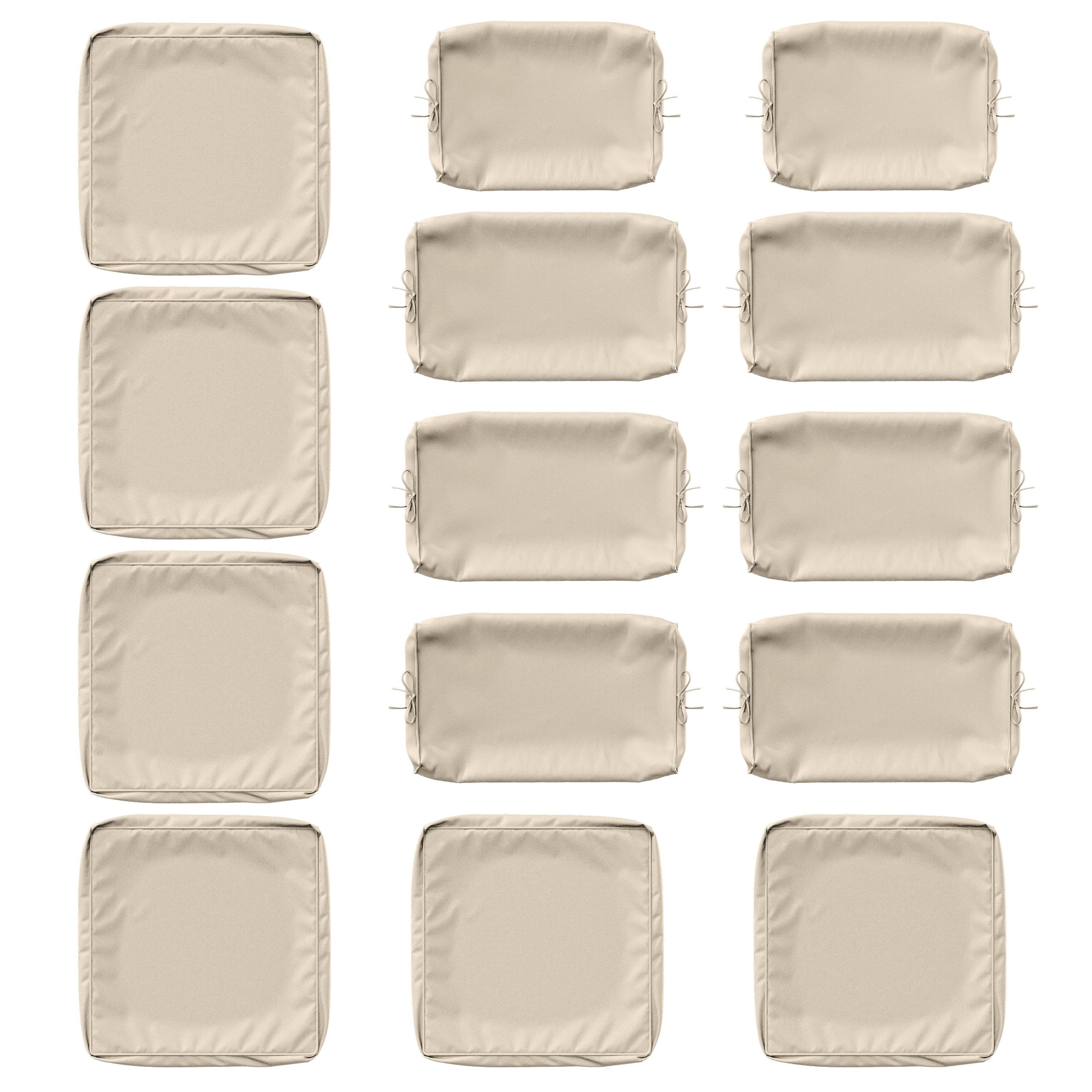 Kimunuk 14 Pcs Outdoor Cushion Slipcovers, Replacement Outdoor Patio Cushion Covers with 3 Size, Waterproof and Zippered, Fit for Outdoor Furniture, Patio Sofa Couch, Covers Only, Cream