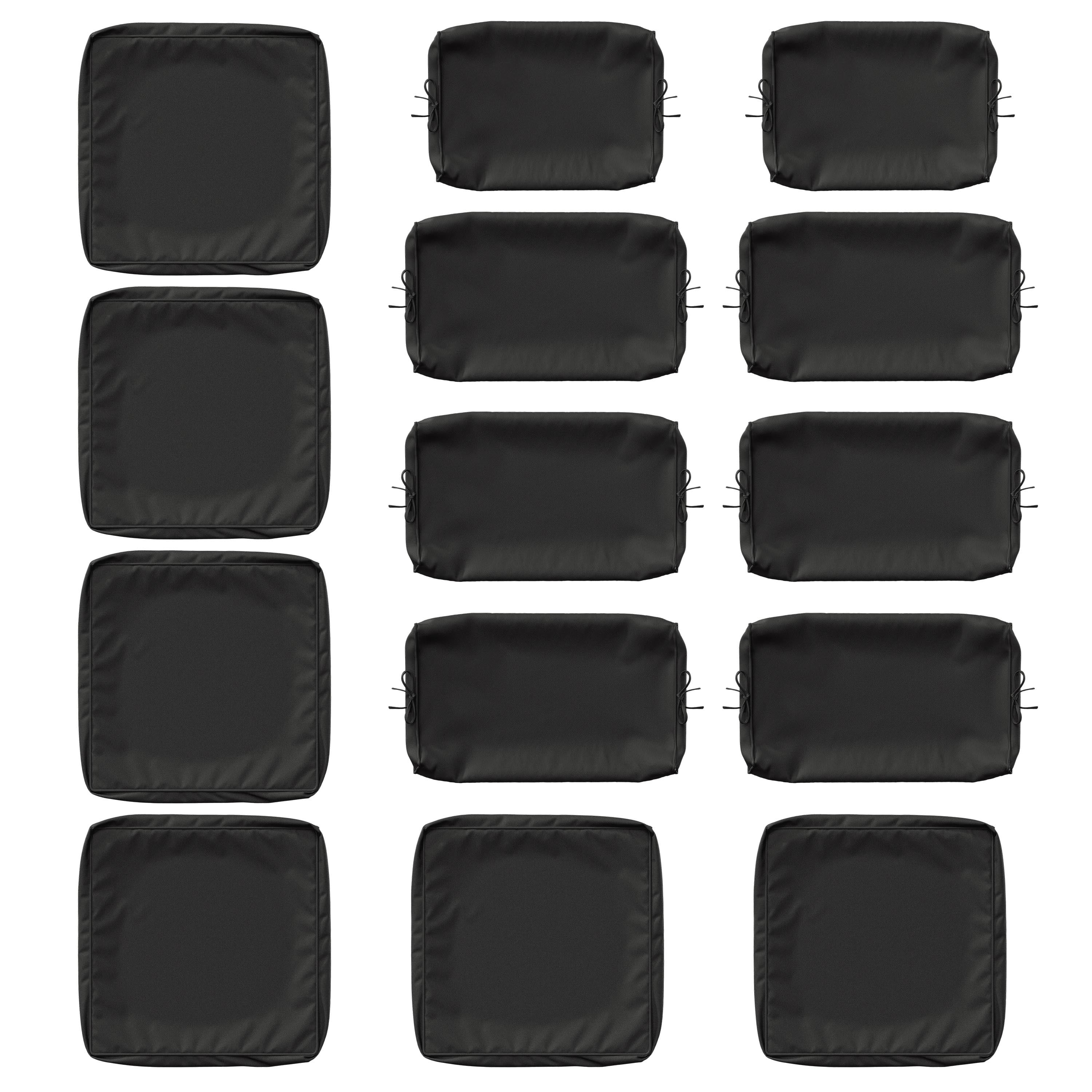 Kimunuk 14 Pcs Outdoor Cushion Slipcovers, Replacement Outdoor Patio Cushion Covers with 3 Size, Waterproof and Zippered, Fit for Outdoor Furniture, Patio Sofa Couch, Covers Only, Black