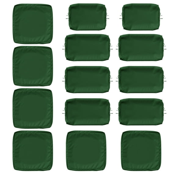 Kimunuk 14 Pcs Outdoor Cushion Slipcovers, Replacement Outdoor Patio Cushion Covers with 3 Size, Waterproof and Zippered, Fit for Outdoor Furniture, Patio Sofa Couch, Covers Only, Green