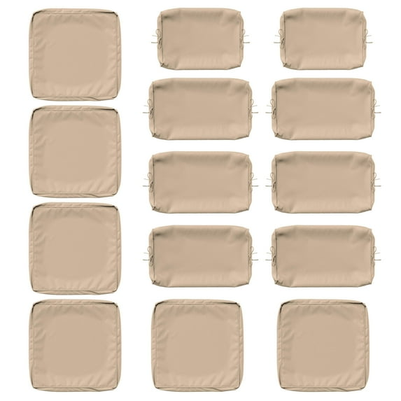 Kimunuk 14 Pcs Outdoor Cushion Slipcovers, Replacement Outdoor Patio Cushion Covers with 3 Size, Waterproof and Zippered, Fit for Outdoor Furniture, Patio Sofa Couch, Covers Only, Sand