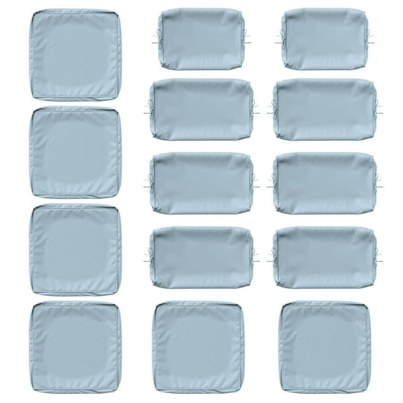 Kimunuk 14 Pcs Outdoor Cushion Slipcovers, Replacement Outdoor Patio Cushion Covers with 3 Size, Waterproof and Zippered, Fit for Outdoor Furniture, Patio Sofa Couch, Covers Only, Sky Blue