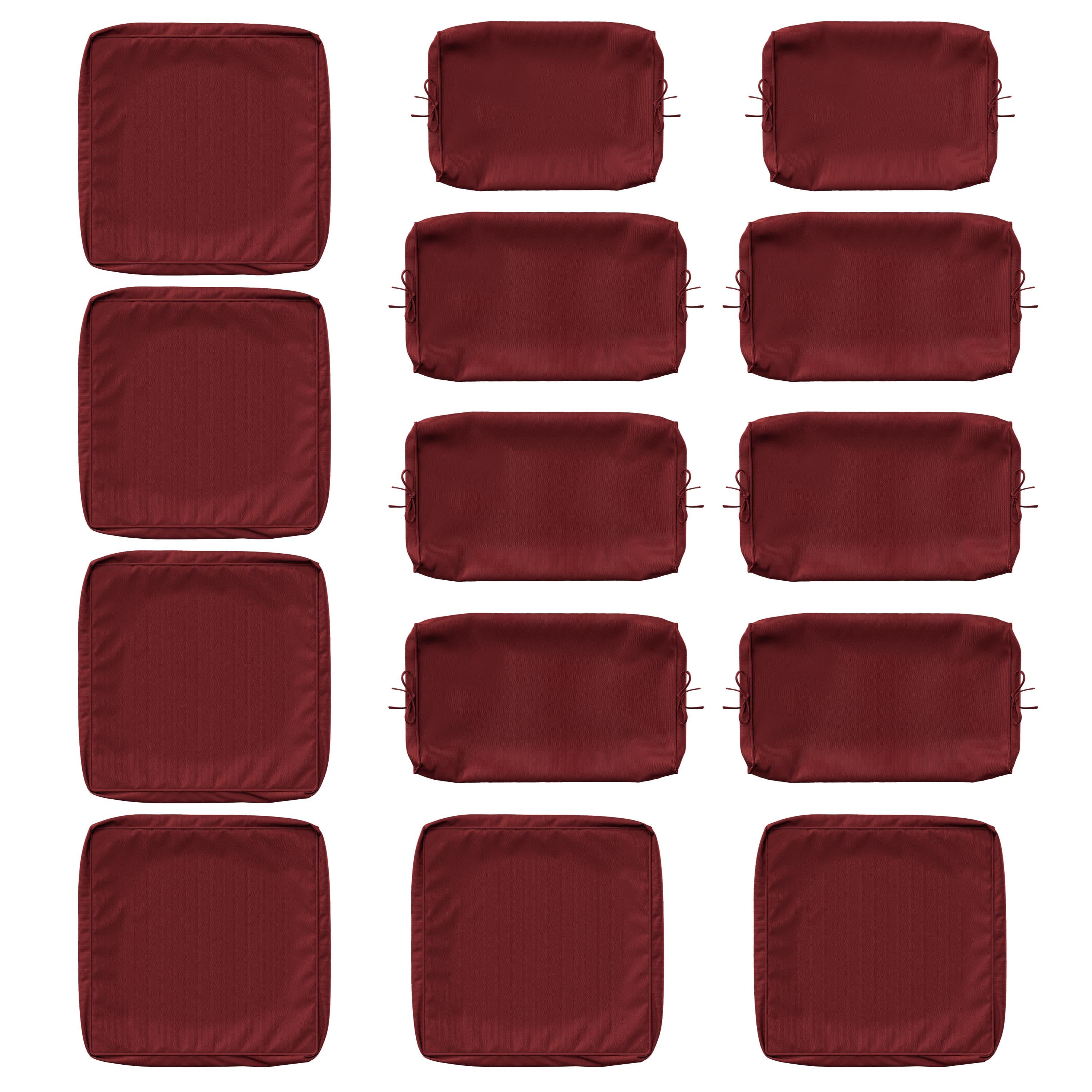 Kimunuk 14 Pcs Outdoor Cushion Slipcovers, Replacement Outdoor Patio Cushion Covers with 3 Size, Waterproof and Zippered, Fit for Outdoor Furniture, Patio Sofa Couch, Covers Only, Burgundy