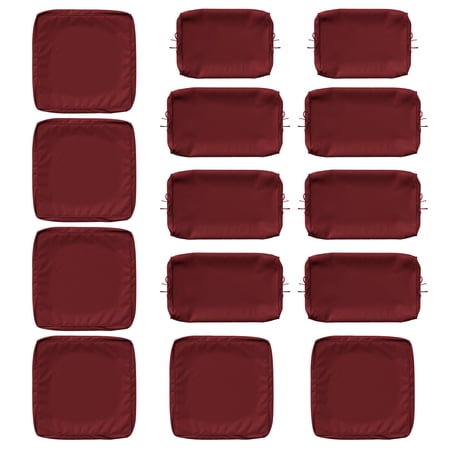 Kimunuk 14 Pcs Outdoor Cushion Slipcovers, Replacement Outdoor Patio Cushion Covers with 3 Size, Waterproof and Zippered, Fit for Outdoor Furniture, Patio Sofa Couch, Covers Only, Burgundy