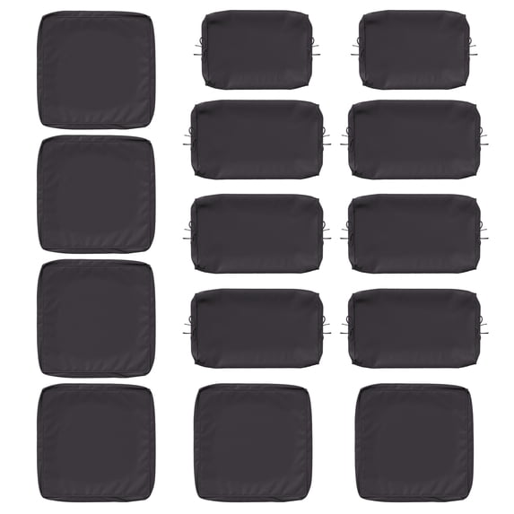 Kimunuk 14 Pcs Outdoor Cushion Slipcovers, Replacement Outdoor Patio Cushion Covers with 3 Size, Waterproof and Zippered, Fit for Outdoor Furniture, Patio Sofa Couch, Covers Only, Grey