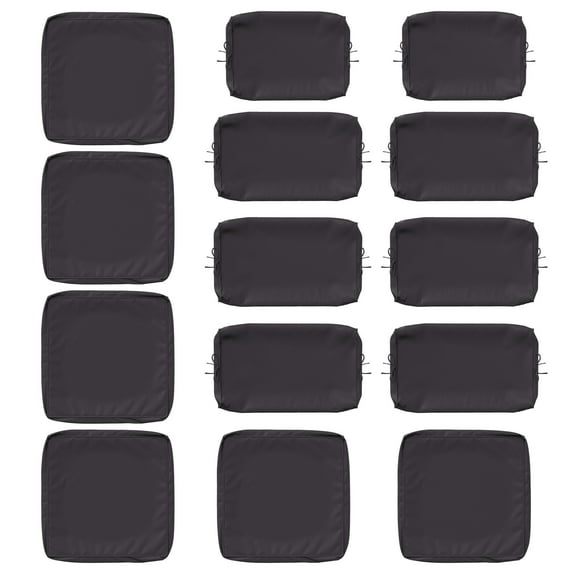 Kimunuk 14 Pcs Outdoor Cushion Slipcovers, Replacement Outdoor Patio Cushion Covers with 3 Size, Waterproof and Zippered, Fit for Outdoor Furniture, Patio Sofa Couch, Covers Only, Grey