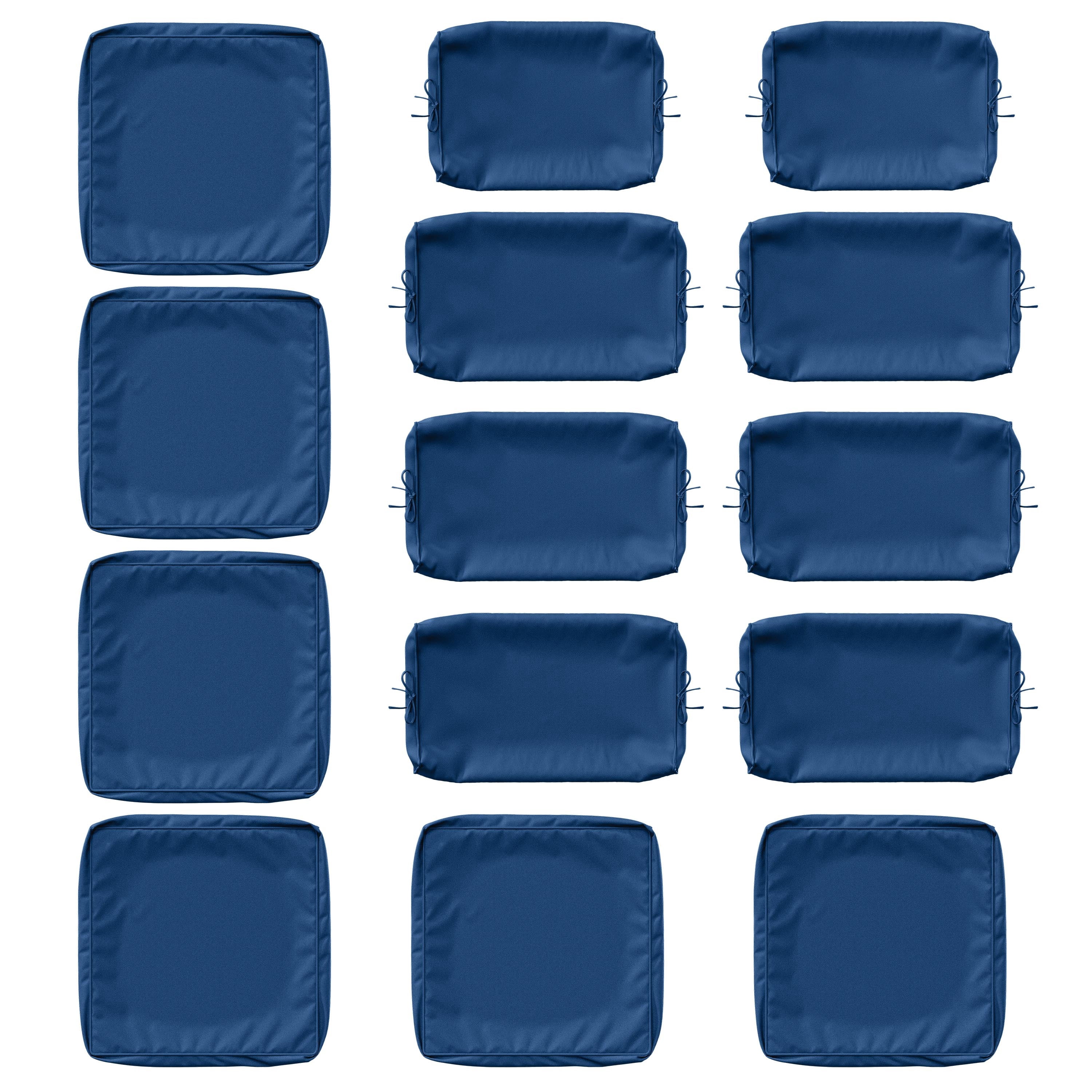 Kimunuk 14 Pcs Outdoor Cushion Slipcovers, Replacement Outdoor Patio Cushion Covers with 3 Size, Waterproof and Zippered, Fit for Outdoor Furniture, Patio Sofa Couch, Covers Only, Blue