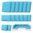 thumbnail image 1 of Kimunuk 14 Piece Outdoor Furniture Replacement Cushions, 5" Foam Foam High-Density, Fits 6-Seat Sectional Rattan Conversation Set, Patio Water-Resistant Sofa Cushions, Lake Blue, 1 of 6