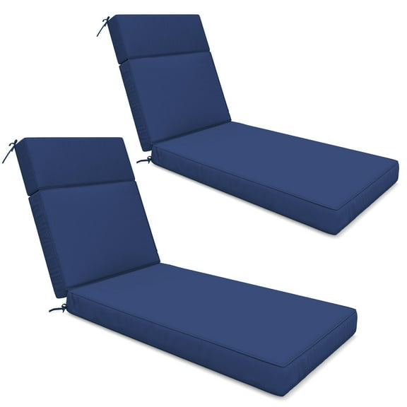 Kimunuk Outdoor Chaise Lounge Cushions set of 2, 72" x 21" x 4" Waterproof Pool Beach Recliner Replacement Cushions with Ties, Blue