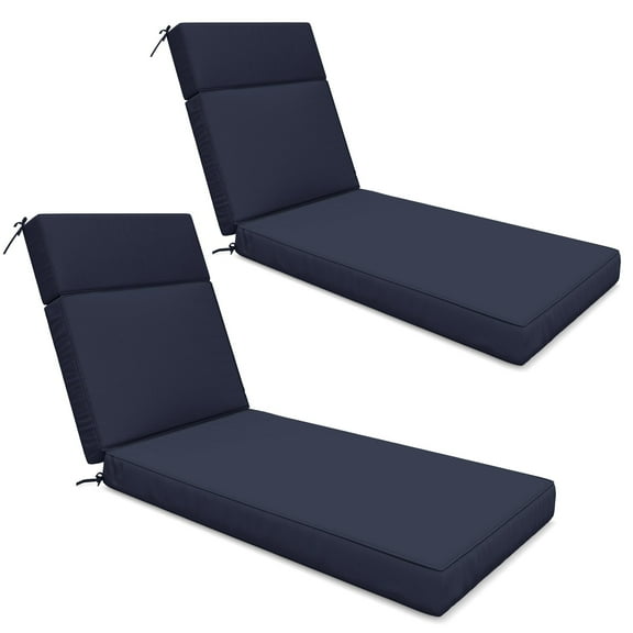 Kimunuk Outdoor Chaise Lounge Cushions set of 2, 80" x 26" x 4" Waterproof Pool Beach Recliner Replacement Cushions with Ties, Navy