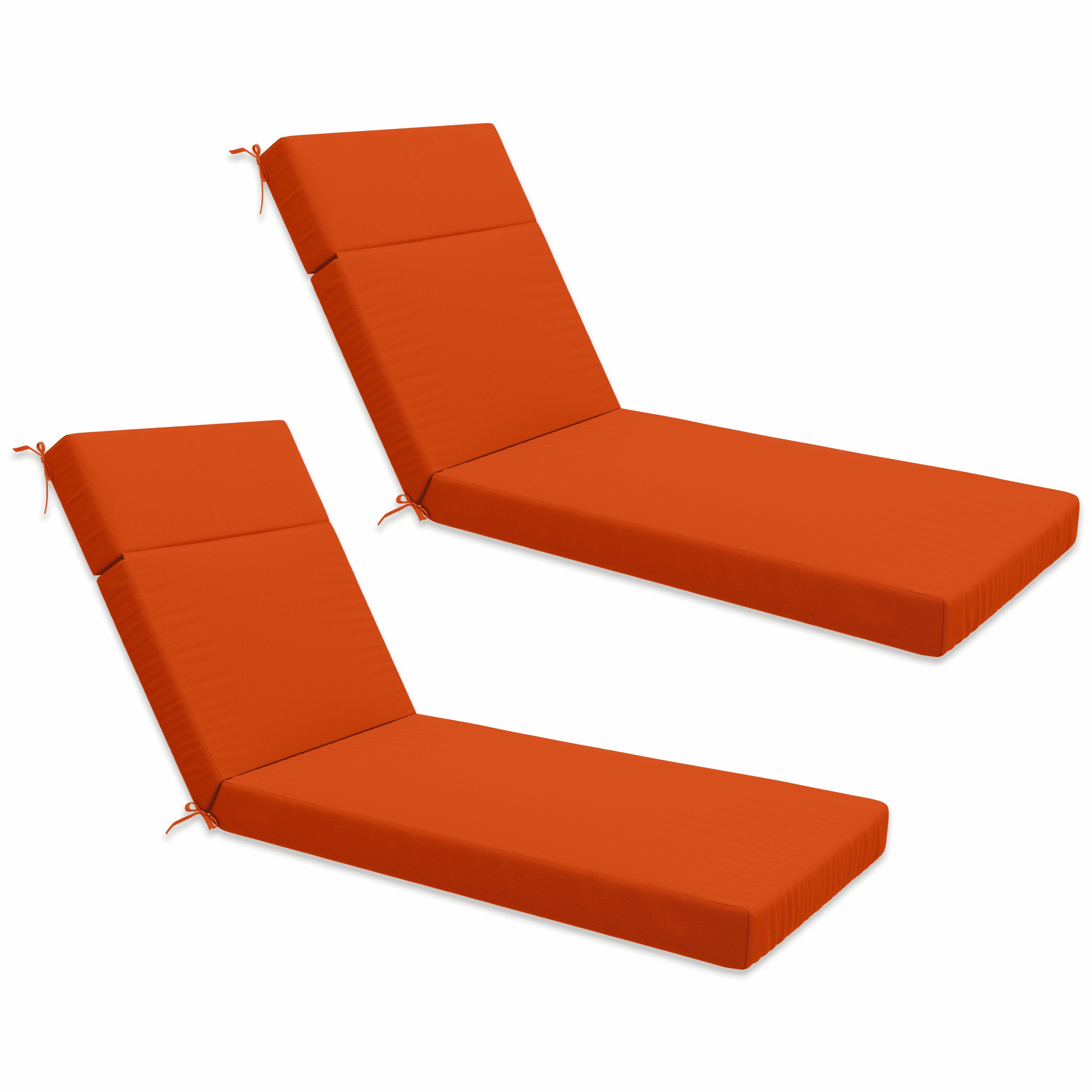 Outdoor Orange Polyester Chaise Lounge Cushions Set of 2