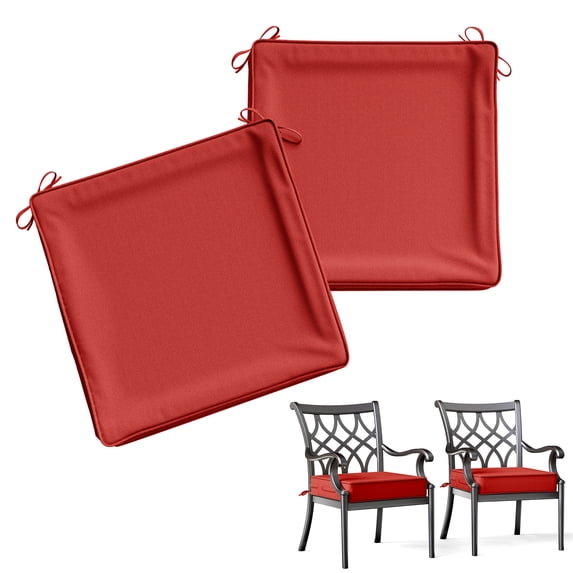 Kimunuk 2Pcs Outdoor Chair Cushions Slipcovers, 19" x 19" Replacement Waterproof Non-Slip Patio Seat Cushion Covers with Handle,Red